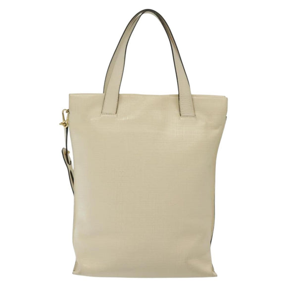 LOEWE Anagram Tote Bag Leather 2way White Gold Auth ep10824