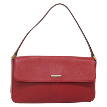 BURBERRY Hand Bag Leather Red Gold Auth ep10833