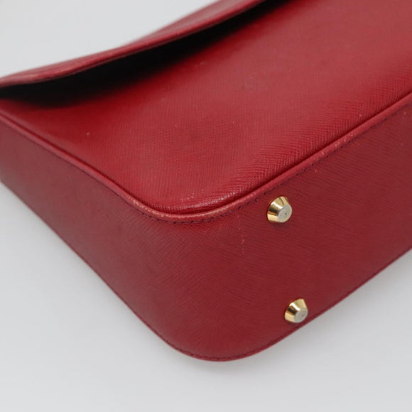 BURBERRY Hand Bag Leather Red Gold Auth ep10833