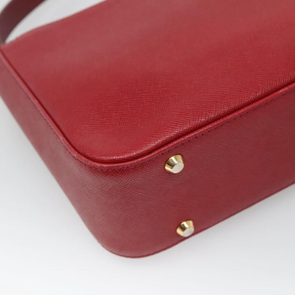 BURBERRY Hand Bag Leather Red Gold Auth ep10833