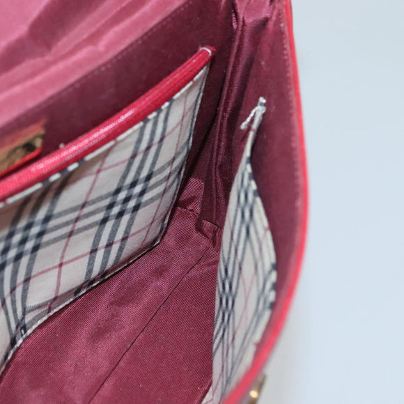 BURBERRY Hand Bag Leather Red Gold Auth ep10833