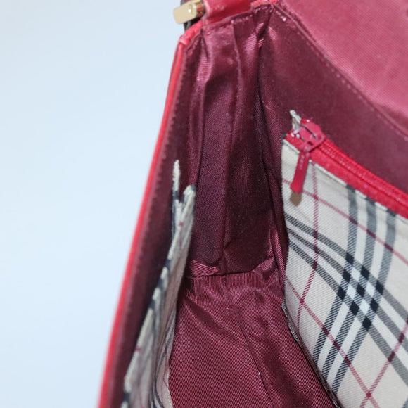 BURBERRY Hand Bag Leather Red Gold Auth ep10833