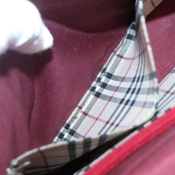 BURBERRY Hand Bag Leather Red Gold Auth ep10833