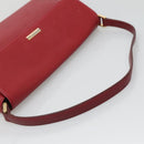 BURBERRY Hand Bag Leather Red Gold Auth ep10833-7