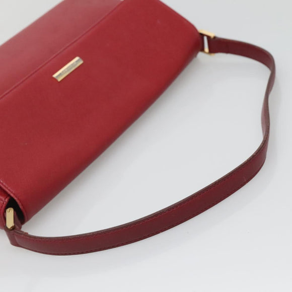 BURBERRY Hand Bag Leather Red Gold Auth ep10833