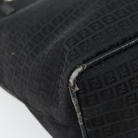 FENDI Zucchino Canvas Hand Bag Black Auth ep10842