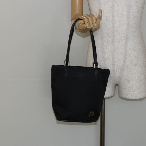 FENDI Zucchino Canvas Hand Bag Black Auth ep10842