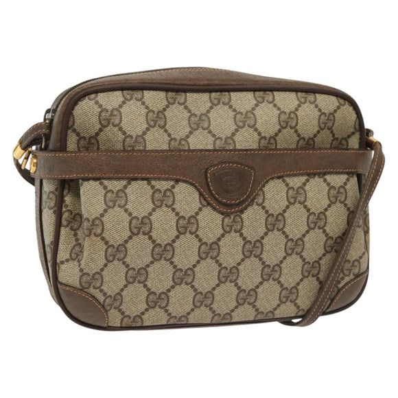 GUCCI GG Supreme Shoulder Bag PVC Beige Gold Auth ep10845