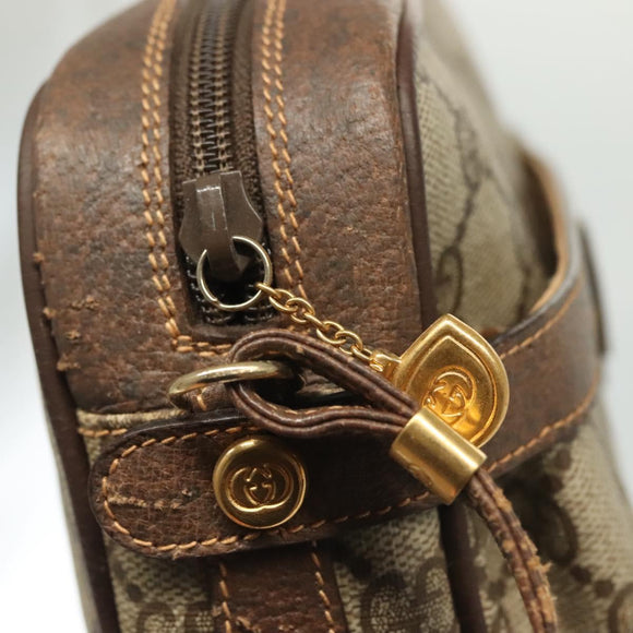 GUCCI GG Supreme Shoulder Bag PVC Beige Gold Auth ep10845