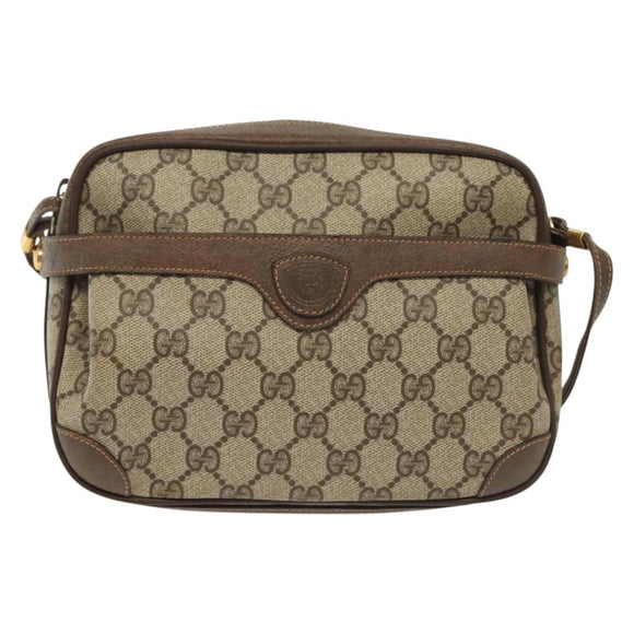 GUCCI GG Supreme Shoulder Bag PVC Beige Gold Auth ep10845