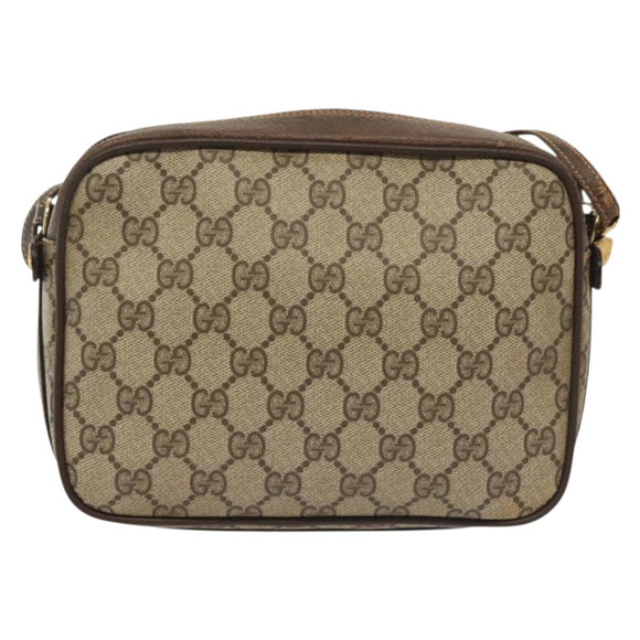GUCCI GG Supreme Shoulder Bag PVC Beige Gold Auth ep10845
