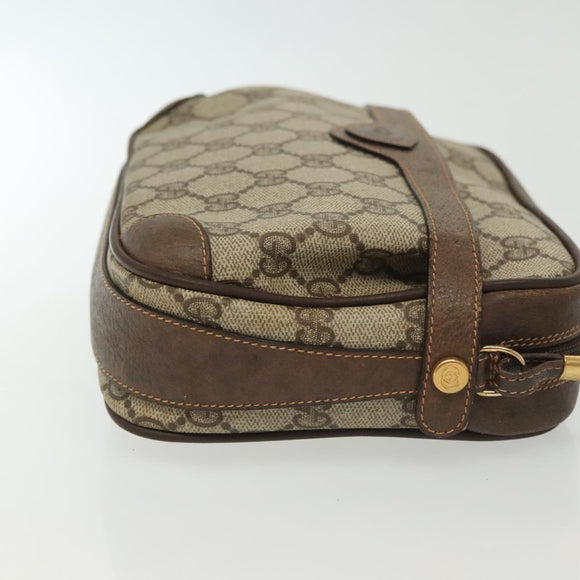 GUCCI GG Supreme Shoulder Bag PVC Beige Gold Auth ep10845