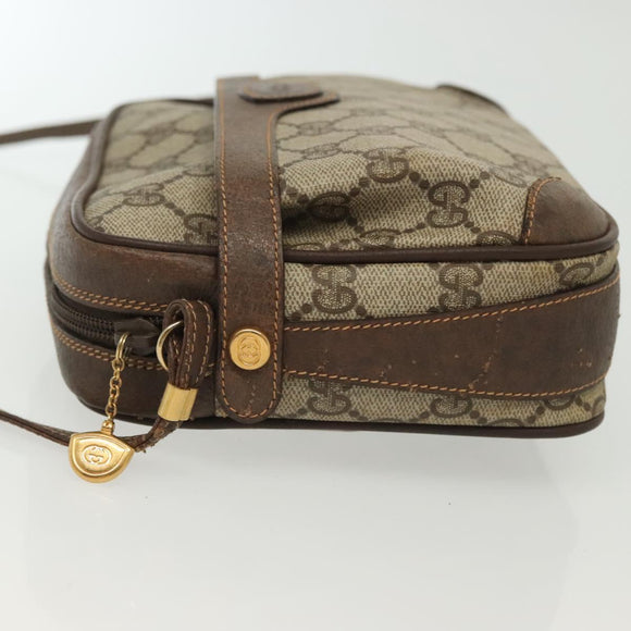 GUCCI GG Supreme Shoulder Bag PVC Beige Gold Auth ep10845