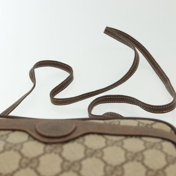 GUCCI GG Supreme Shoulder Bag PVC Beige Gold Auth ep10845