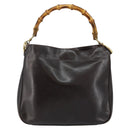 GUCCI Bamboo Hand Bag Leather 2way Brown Gold 001 3444 1638 Auth ep10847-13