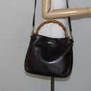 GUCCI Bamboo Hand Bag Leather 2way Brown Gold 001 3444 1638 Auth ep10847-22
