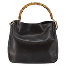 GUCCI Bamboo Hand Bag Leather 2way Brown Gold 001 3444 1638 Auth ep10847-2