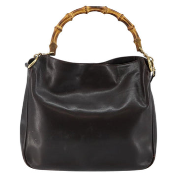 GUCCI Bamboo Hand Bag Leather 2way Brown Gold 001 3444 1638 Auth ep10847 - 0