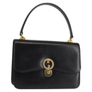 GUCCI Hand Bag Leather Black Gold Auth ep10849-1
