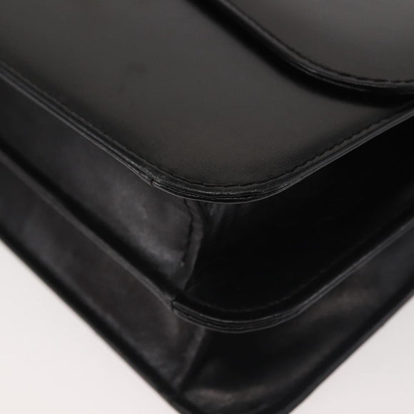 GUCCI Hand Bag Leather Black Gold Auth ep10849