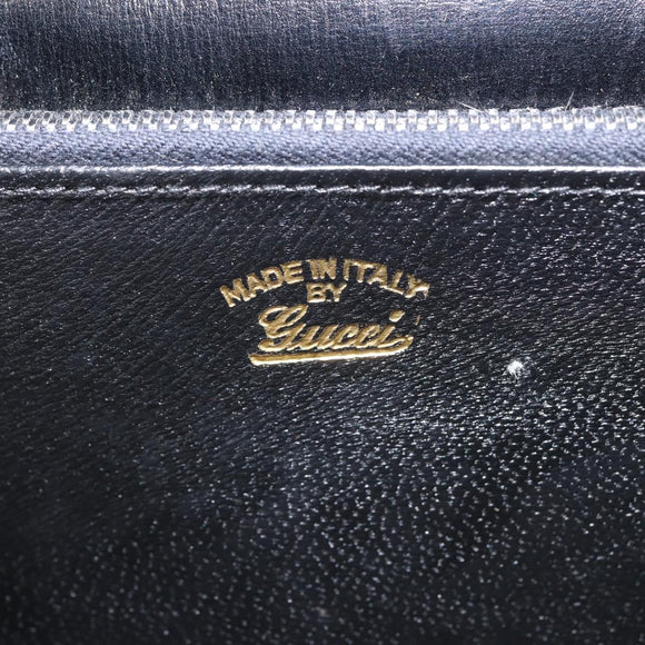 GUCCI Hand Bag Leather Black Gold Auth ep10849