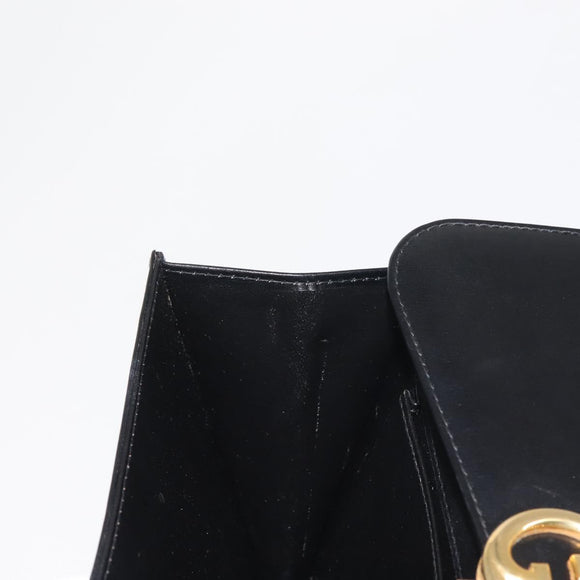 GUCCI Hand Bag Leather Black Gold Auth ep10849