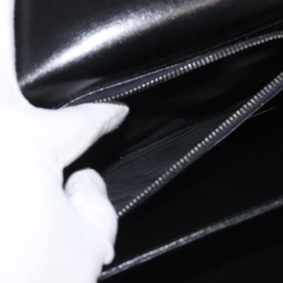 GUCCI Hand Bag Leather Black Gold Auth ep10849