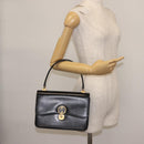 GUCCI Hand Bag Leather Black Gold Auth ep10849-24