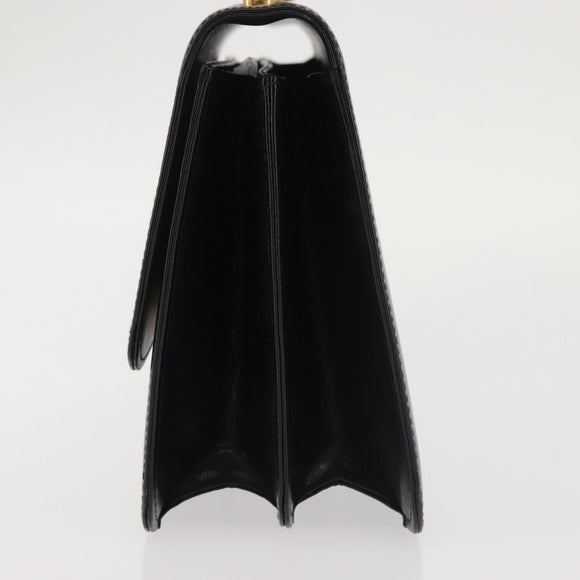 GUCCI Hand Bag Leather Black Gold Auth ep10849