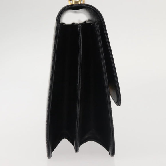 GUCCI Hand Bag Leather Black Gold Auth ep10849