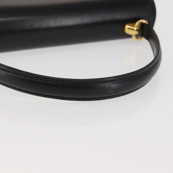 GUCCI Hand Bag Leather Black Gold Auth ep10849