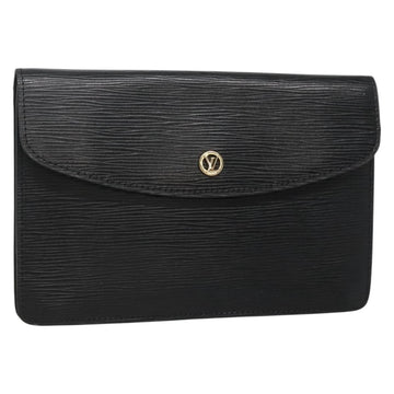 LOUIS VUITTON Epi Montaigne 23 Clutch Bag Black M52662 LV Auth ep10851