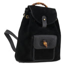 GUCCI Bamboo Backpack Suede Black Gold 003 2058 0030 Auth ep10853-1