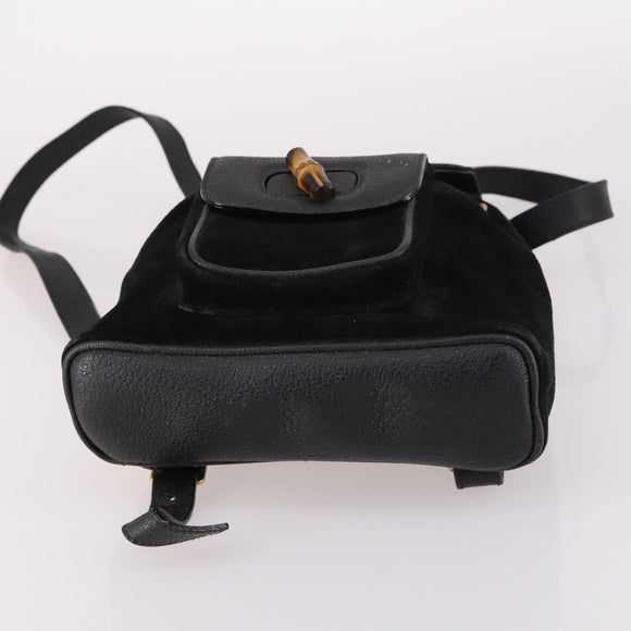 GUCCI Bamboo Backpack Suede Black Gold 003 2058 0030 Auth ep10853