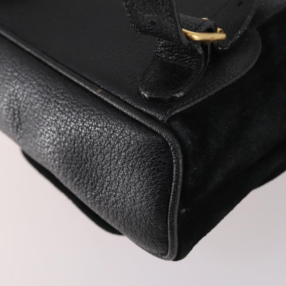 GUCCI Bamboo Backpack Suede Black Gold 003 2058 0030 Auth ep10853