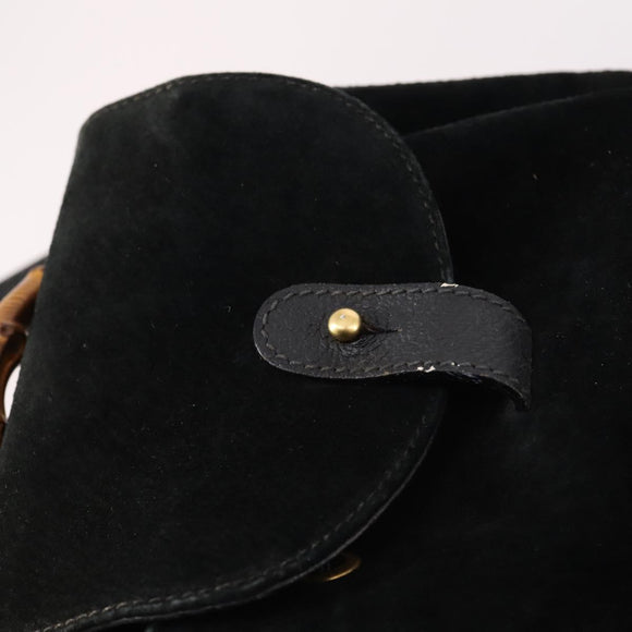 GUCCI Bamboo Backpack Suede Black Gold 003 2058 0030 Auth ep10853