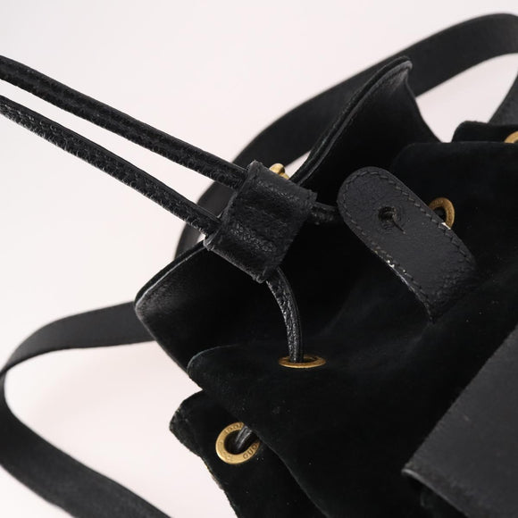 GUCCI Bamboo Backpack Suede Black Gold 003 2058 0030 Auth ep10853