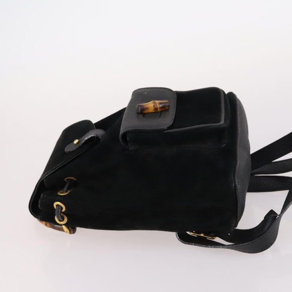 GUCCI Bamboo Backpack Suede Black Gold 003 2058 0030 Auth ep10853
