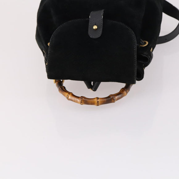 GUCCI Bamboo Backpack Suede Black Gold 003 2058 0030 Auth ep10853