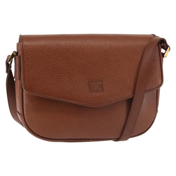 Burberrys Shoulder Bag Leather Brown Gold Auth ep10854