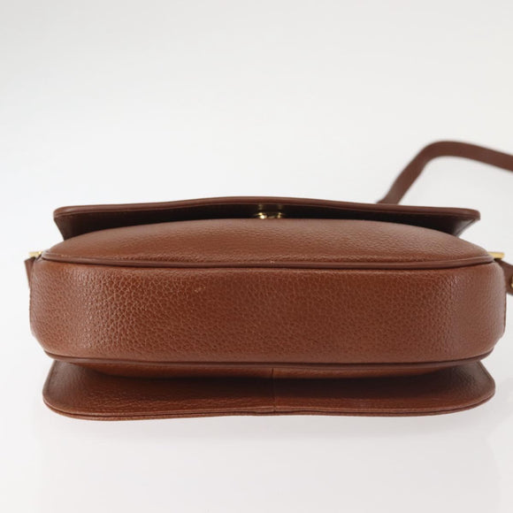 Burberrys Shoulder Bag Leather Brown Gold Auth ep10854