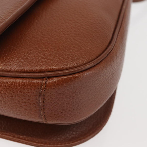 Burberrys Shoulder Bag Leather Brown Gold Auth ep10854