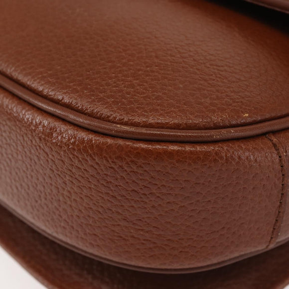 Burberrys Shoulder Bag Leather Brown Gold Auth ep10854