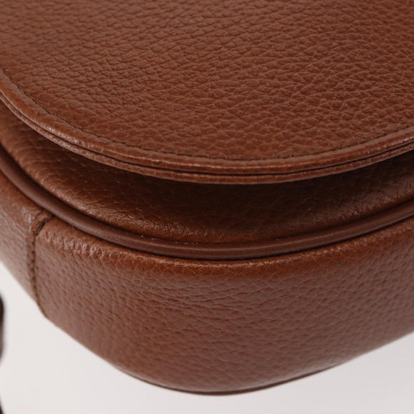 Burberrys Shoulder Bag Leather Brown Gold Auth ep10854