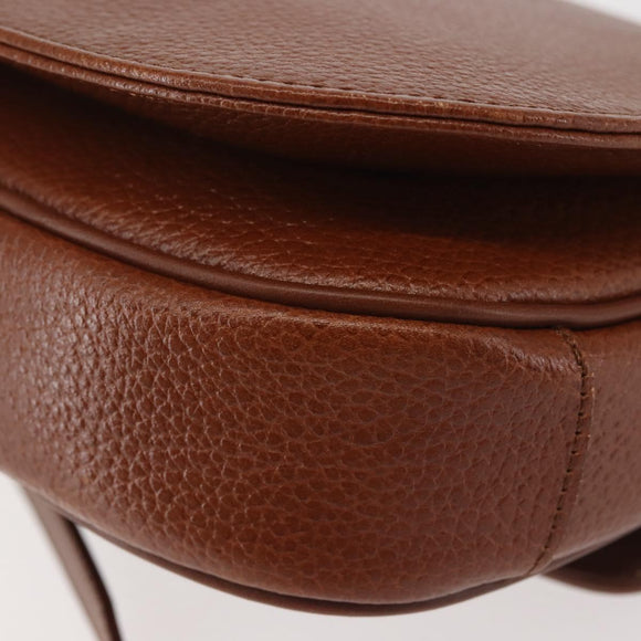 Burberrys Shoulder Bag Leather Brown Gold Auth ep10854