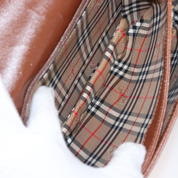 Burberrys Shoulder Bag Leather Brown Gold Auth ep10854