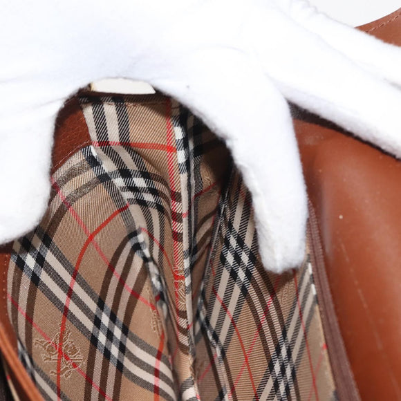 Burberrys Shoulder Bag Leather Brown Gold Auth ep10854