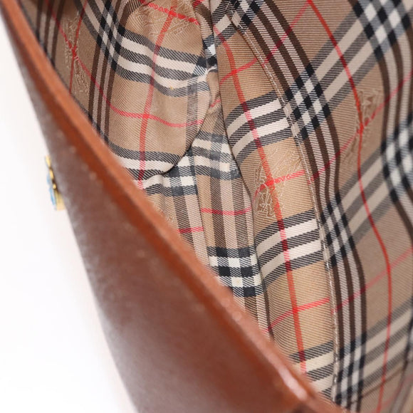 Burberrys Shoulder Bag Leather Brown Gold Auth ep10854