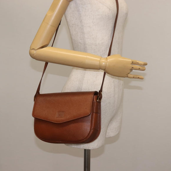 Burberrys Shoulder Bag Leather Brown Gold Auth ep10854