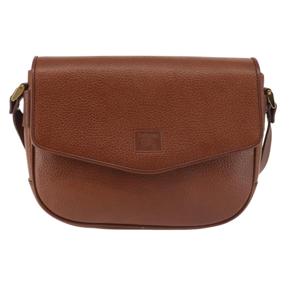 Burberrys Shoulder Bag Leather Brown Gold Auth ep10854